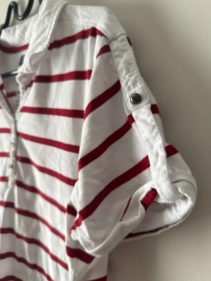 👚T- shirt femme - terre de Marins- blanc et rouge- très bon état - taille 5 - photo numéro 4