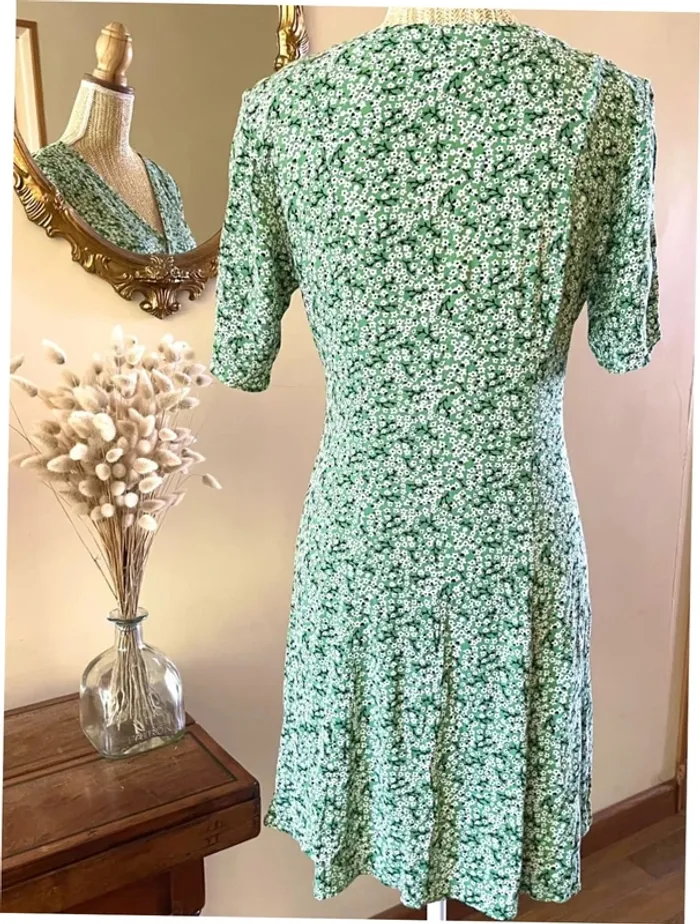 Robe Fleurie Verte - Monki - Taille XS - photo numéro 7
