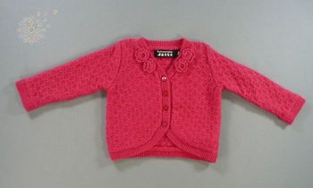 Gilet cardigan tricot rose fleurs Tout Compte Fait 3 mois 60 cm fille