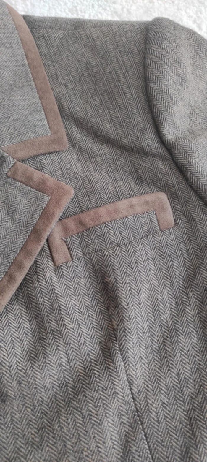 Veste Blazer Perel Paris 100% laine XL Vintage oversize beige marron made in France - photo numéro 9