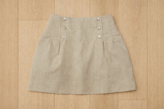 Jupe Sandro beige lin et coton taille haute boutons dorés T2 - photo numéro 1