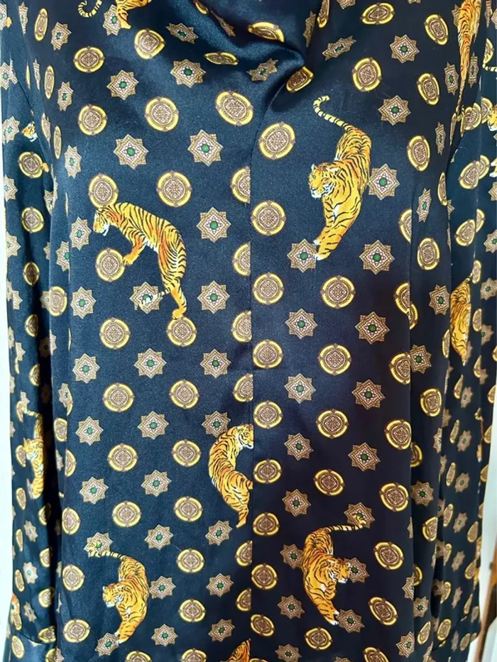 🌿🐅Tunique satinée noire taille M baroque tigres Zara wild chic tiger satin tunic🐅🌿 - photo numéro 15