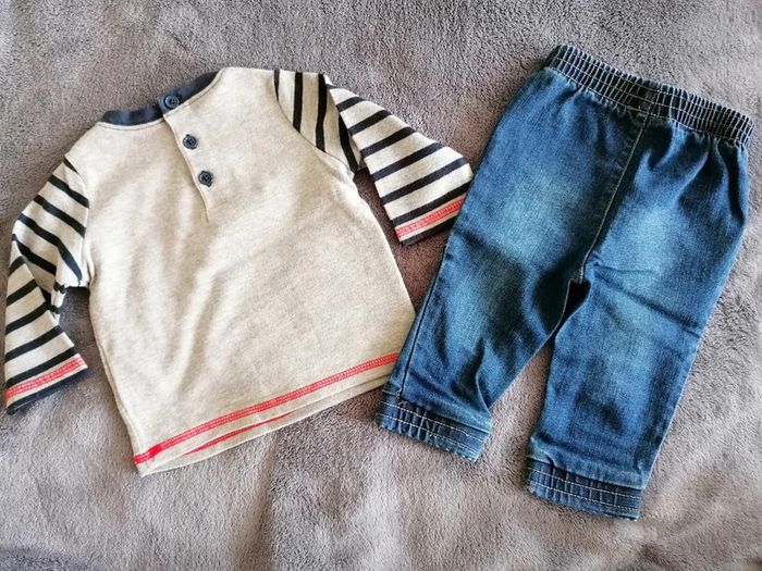 Tee-shirt et jeans garçon taille 6 mois - photo numéro 2