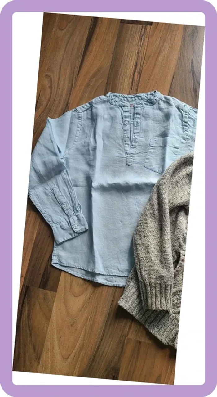 Lot chemise en lin et Gilet maille 8 ans - photo numéro 4
