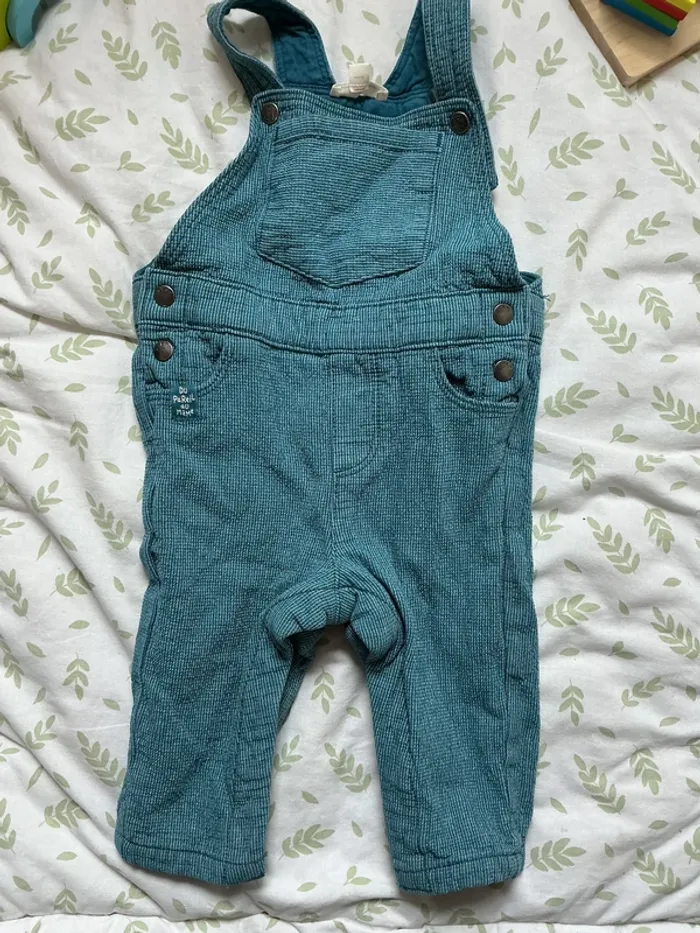 salopette doublée bleu vert pressions entre les jambes du pareil au même 9 mois - photo numéro 3
