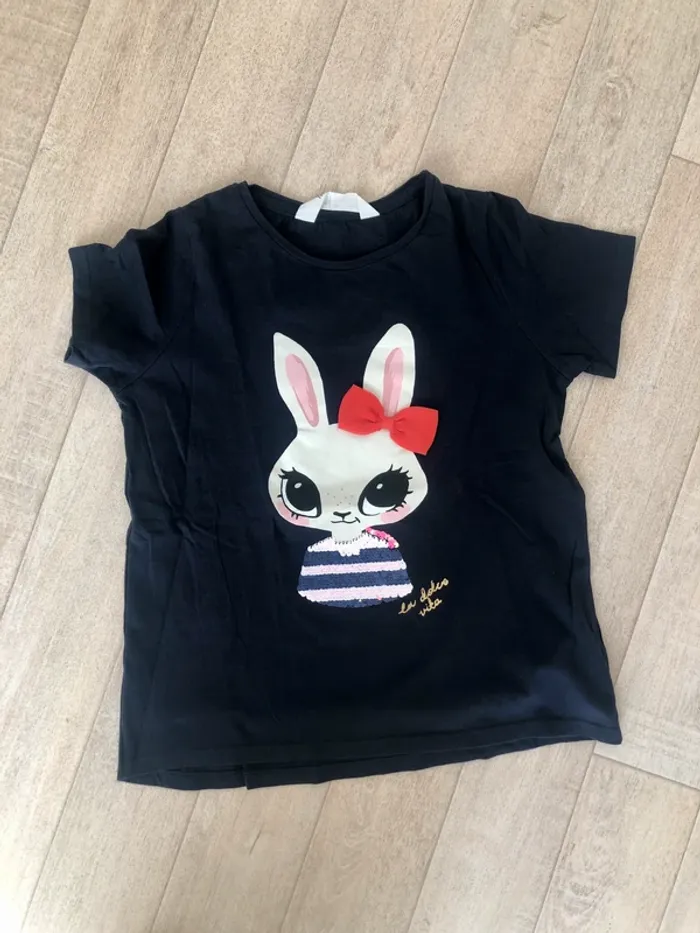 Tee-shirt marine fille H&M - photo numéro 4