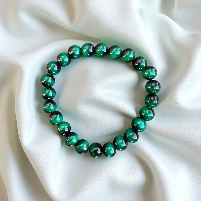 Bracelet en pierre naturelle 8mm – Œil de tigre vert – Neuf jamais porté