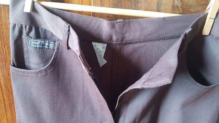 Pantalon marron bi matière - photo numéro 6