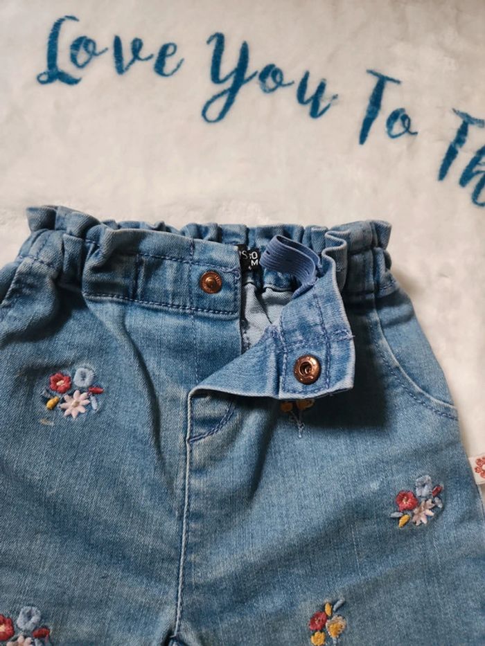 Jean In Extenso 80 cm bleu fleurs brodées 🌸 - photo numéro 3