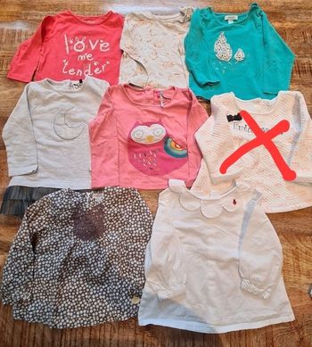 Lot 7 t-shirt longue manche 12 18 mois 80cm