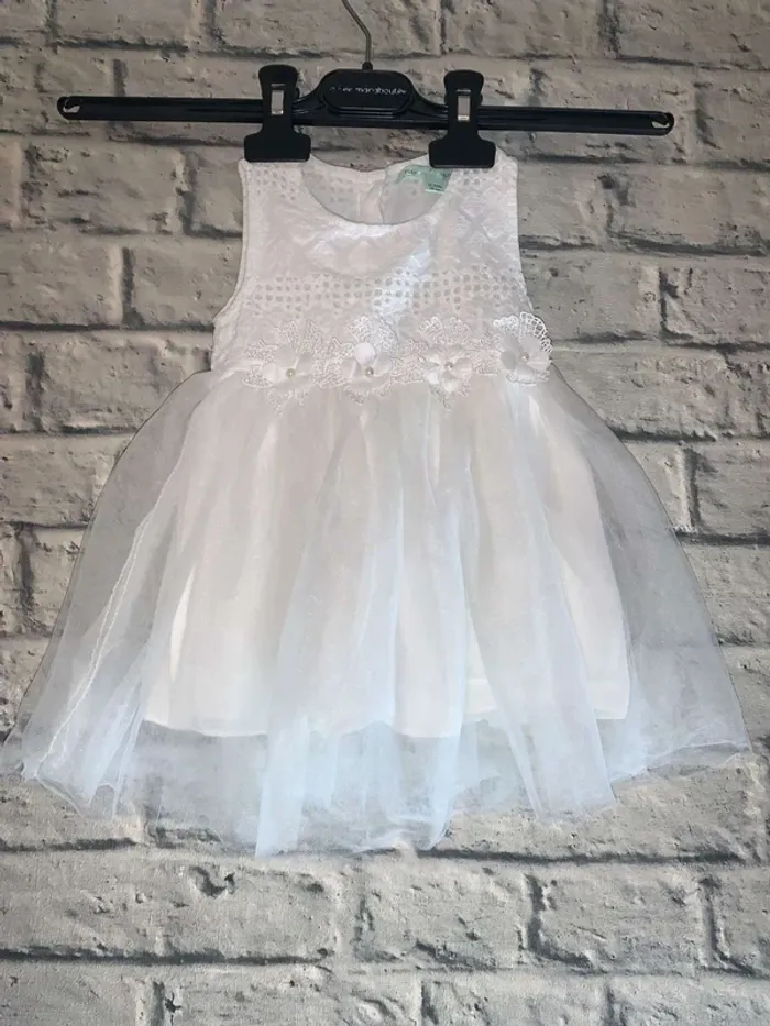 Robe blanche bébé fille – 12 mois – Idéale pour anniversaire, mariage, fête