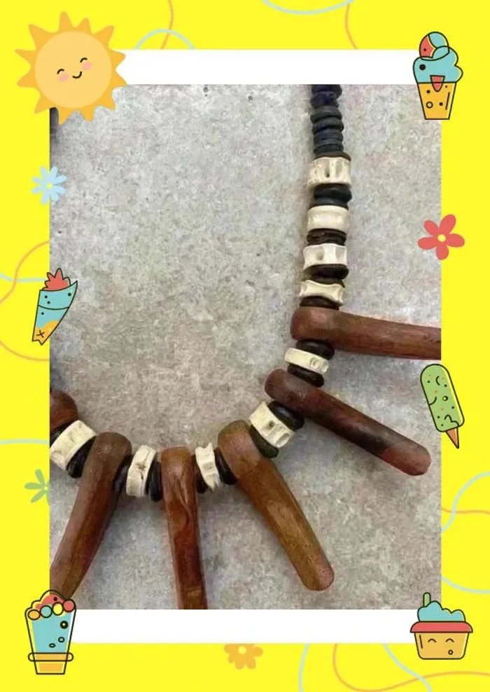 Collier marron noir bois - photo numéro 4