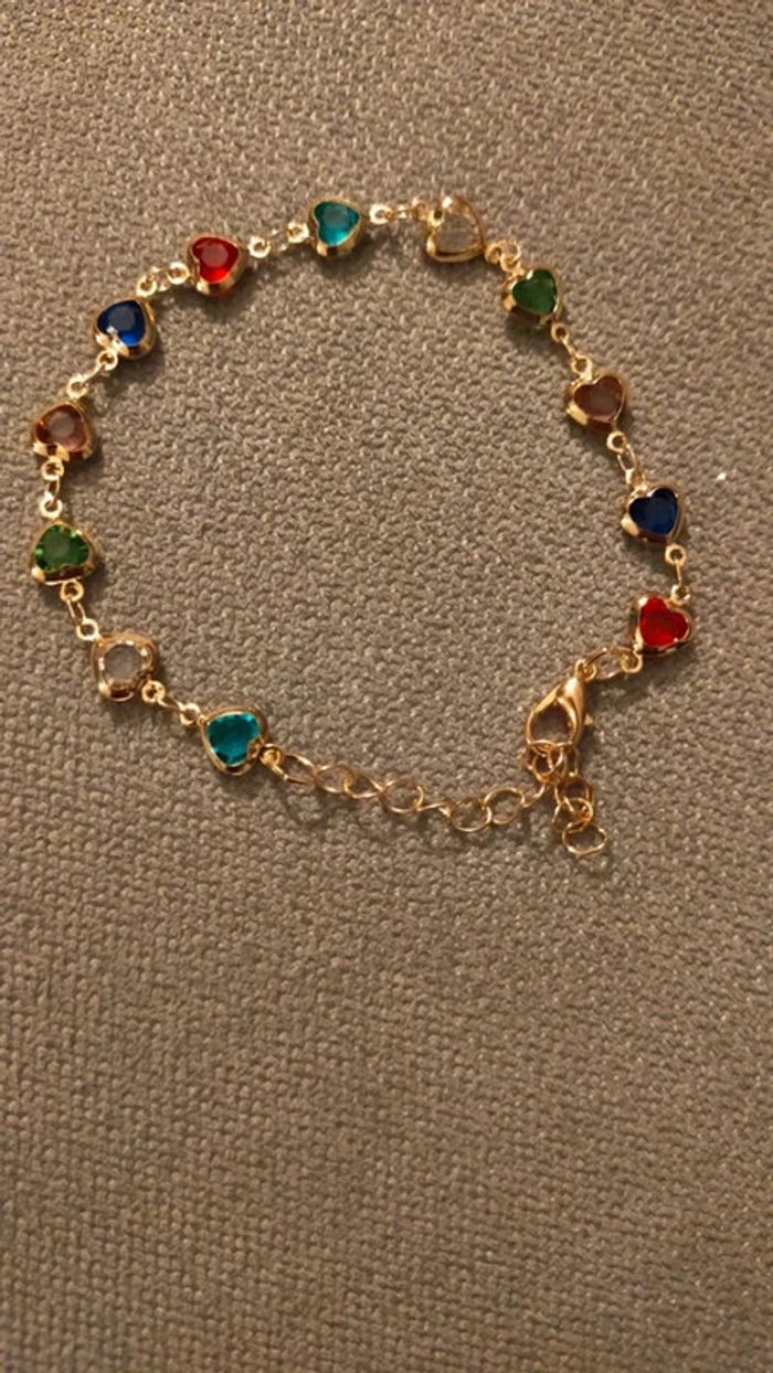 Bracelet doré avec cœurs multicolores - femme - photo numéro 6