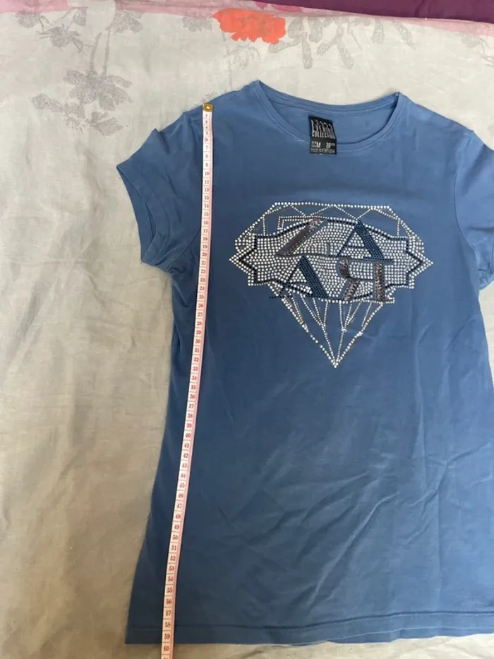 T-shirt Zara, bleu, taille M - photo numéro 4