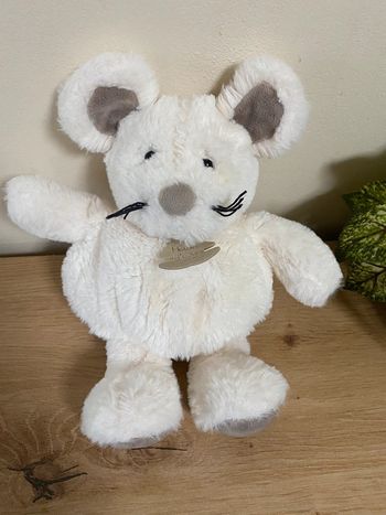 Doudou peluche souris boulidoux blanc marron histoire d ours