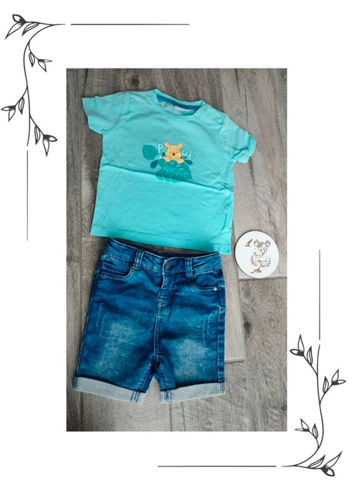 Magnifique Ensemble t-shirt Disney Winnie l'ourson et short en jean
