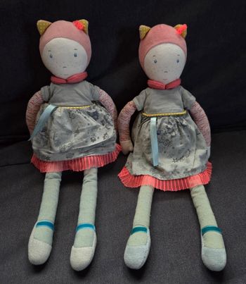 Lot de 2 doudous poupées Mademoiselle et Ribambelle 35 cm - Moulin Roty