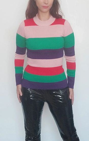 Beau pull rayé moulant taille unique