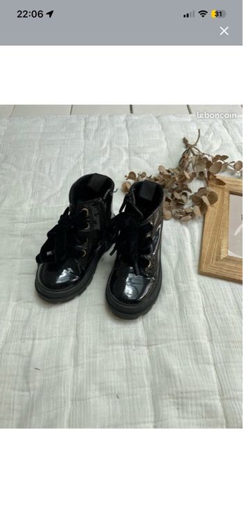 Bottines noir vernis à lacet - H&M - Taille 23 