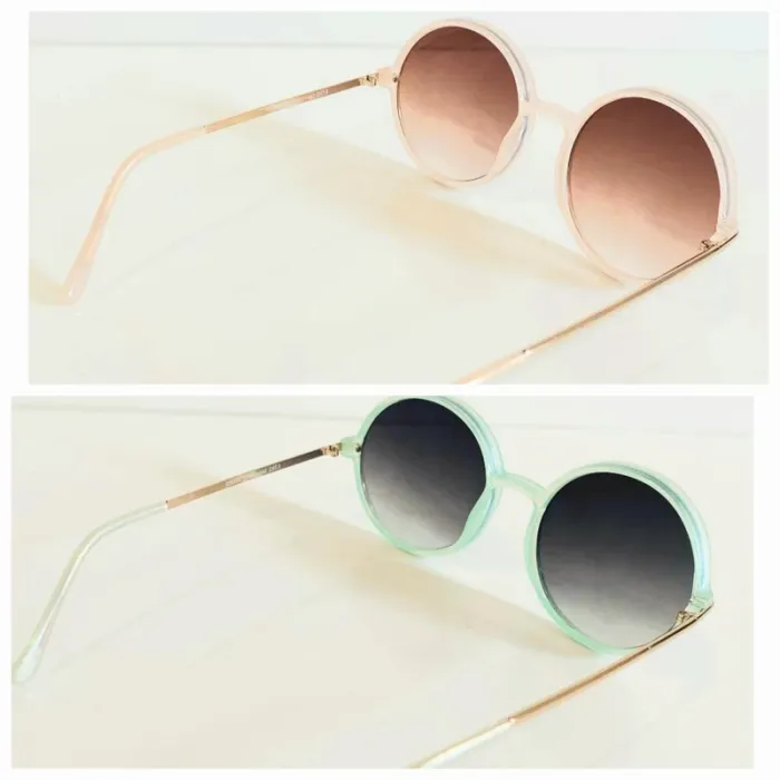 Lot de deux lunettes de soleil femme rondes beige et verte uvprotection catégorie 3 - photo numéro 3