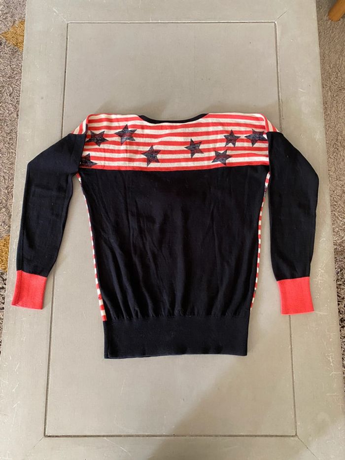 Pull Sonia by Sonia Rykiel taille S noir orange crème avec noeud et étoiles - photo numéro 15