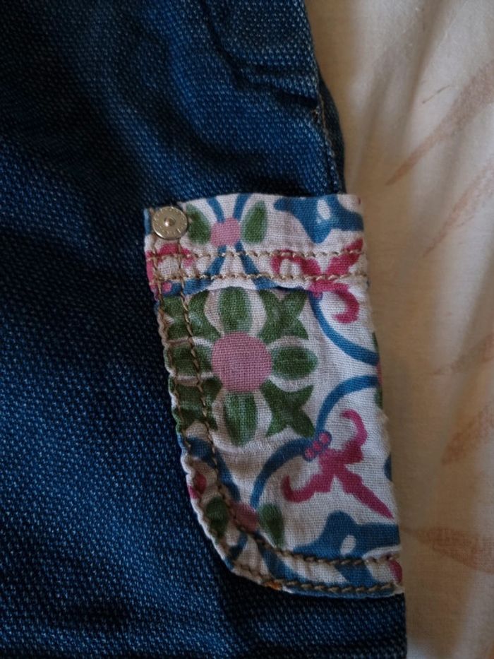 Robe courte jeans fleurs - photo numéro 2