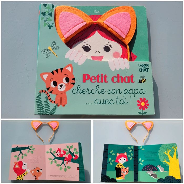 Livre animé  avec serre-tête Petit Chat 🐱 cherche son papa.. avec toi! 56