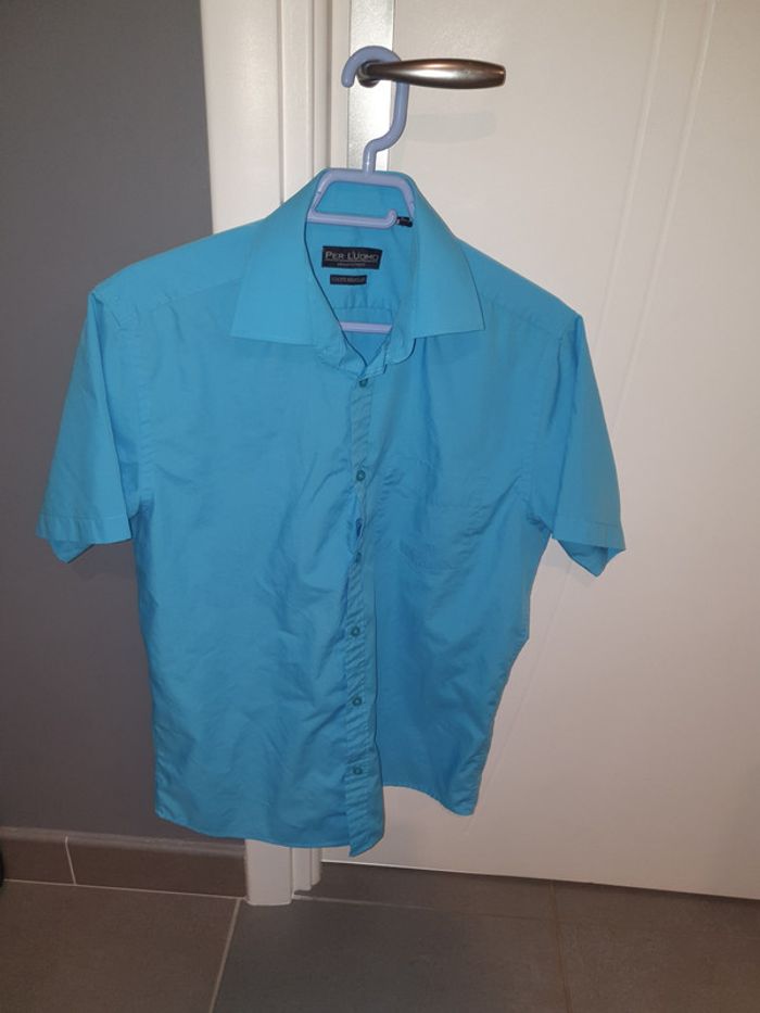 Chemise manches courtes 39/40 turquoise