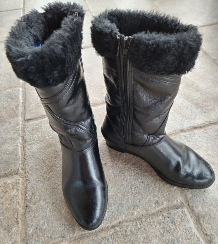 Bottes femme cuir noir fourré