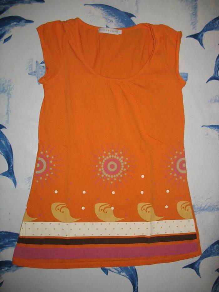 TEE SHIRT LONG MC ORANGE "CACHE CACHE" - TAILLE 1 - n°04