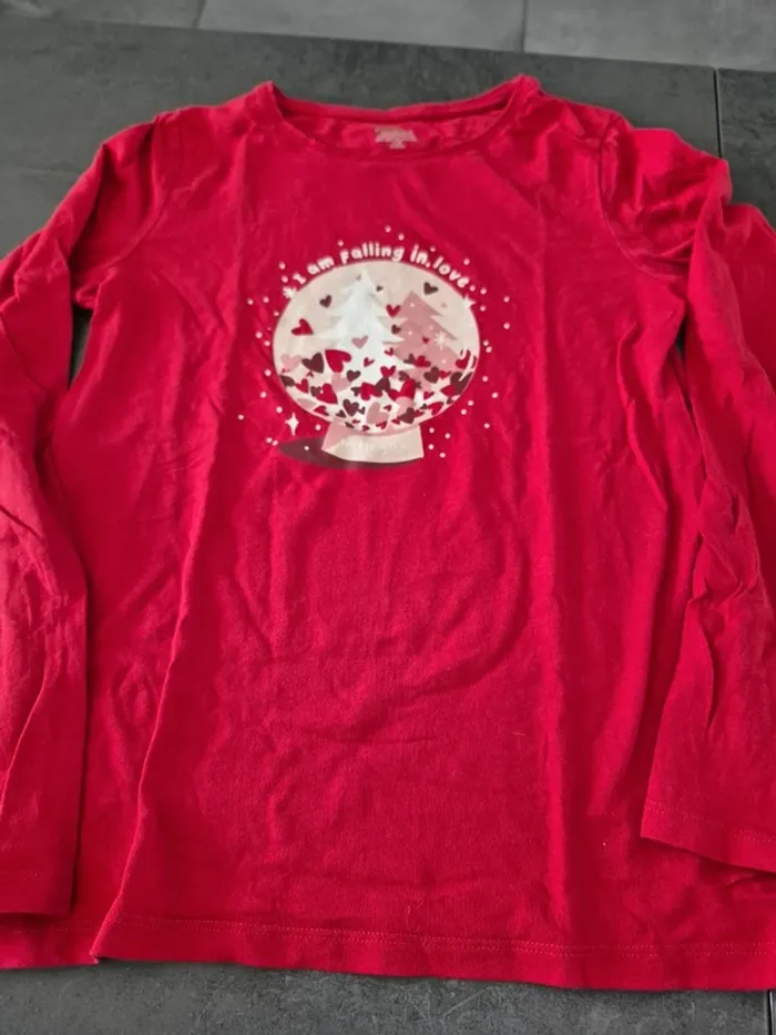 T-shirt manches longues imprimé coeur