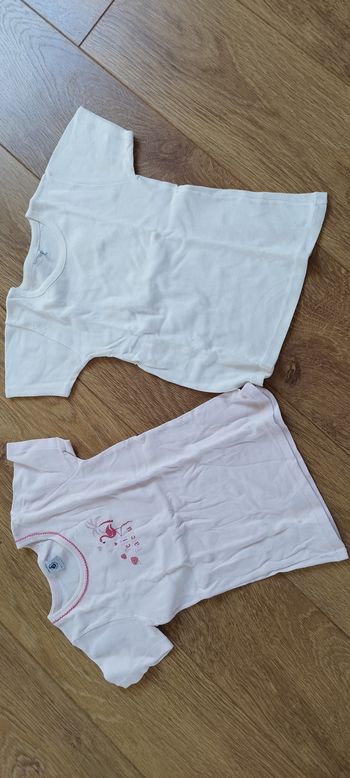 Lot de 2 t-shirts manches courtes rose pâle et blanc Petit Bateau - 8 ans 
