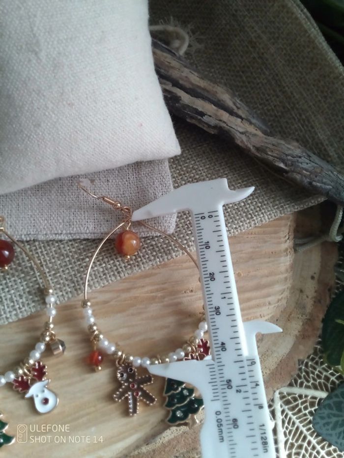 Boucles d'oreilles de Noël pierres naturelles de cornaline - photo numéro 2