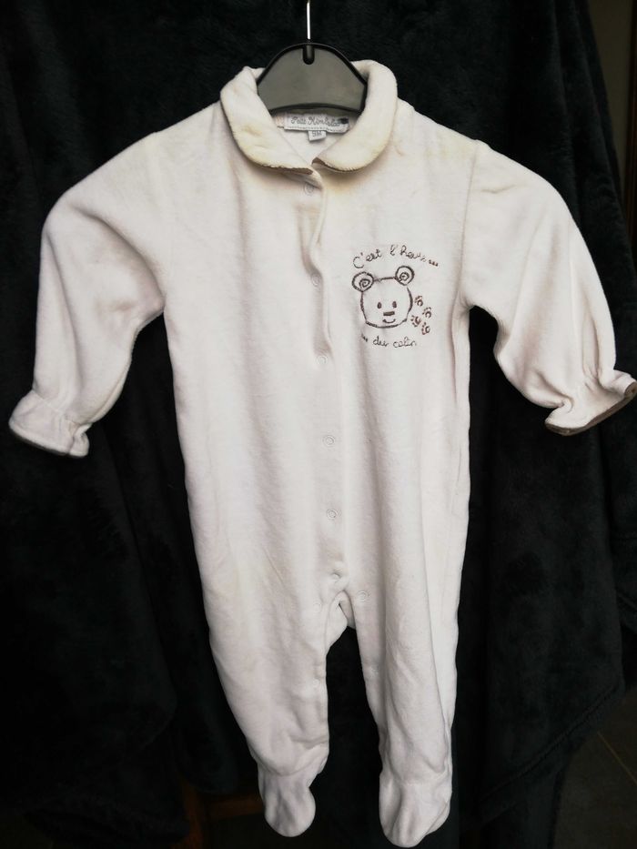 Pyjama velour blanc 9 mois