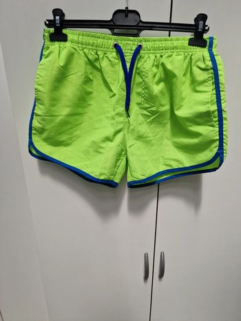 Short De Bain Vert Fluo Bleu Avec Poches