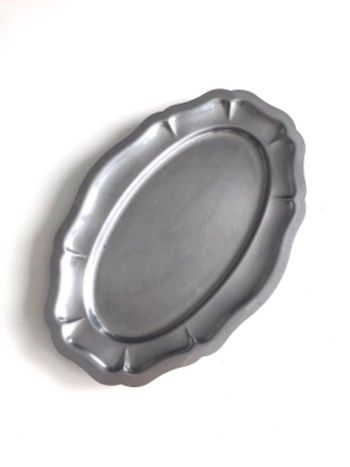 Plateau de service ovale en inox 38 cm