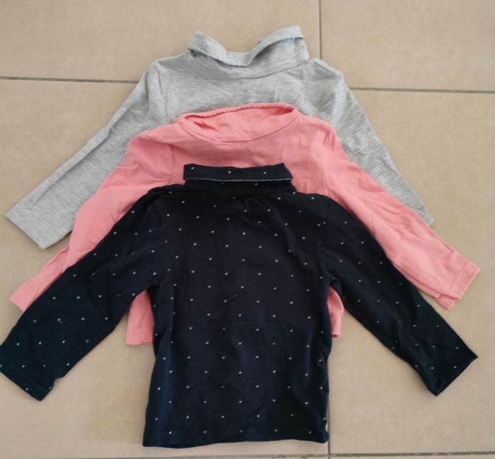 Lot de 3 T-shirt manches longues avec col 80 cm
