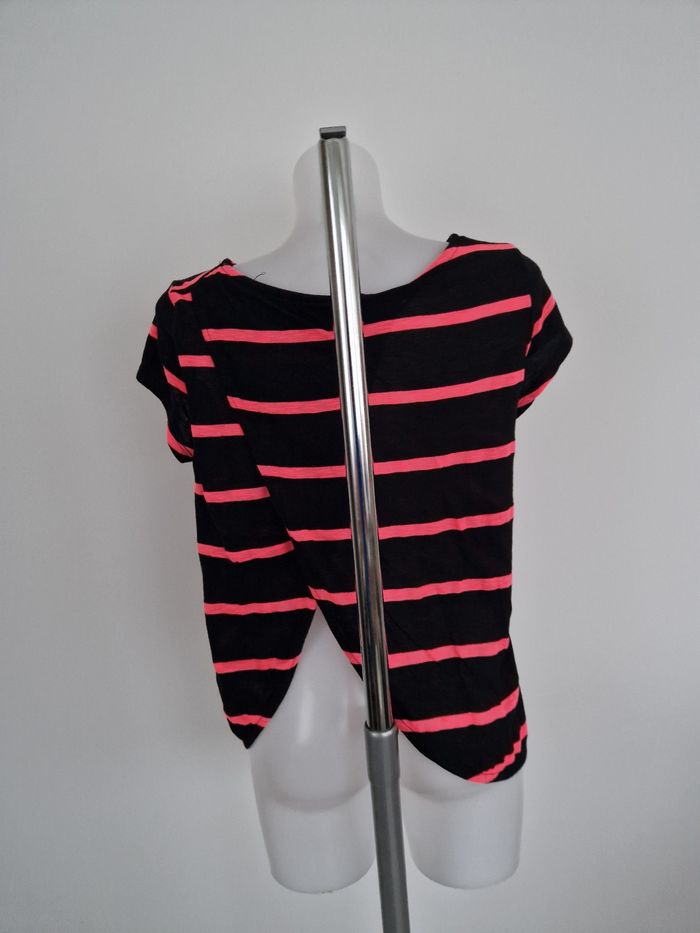 Haut noir à rayure rose dos nu triangle Mim - photo numéro 4