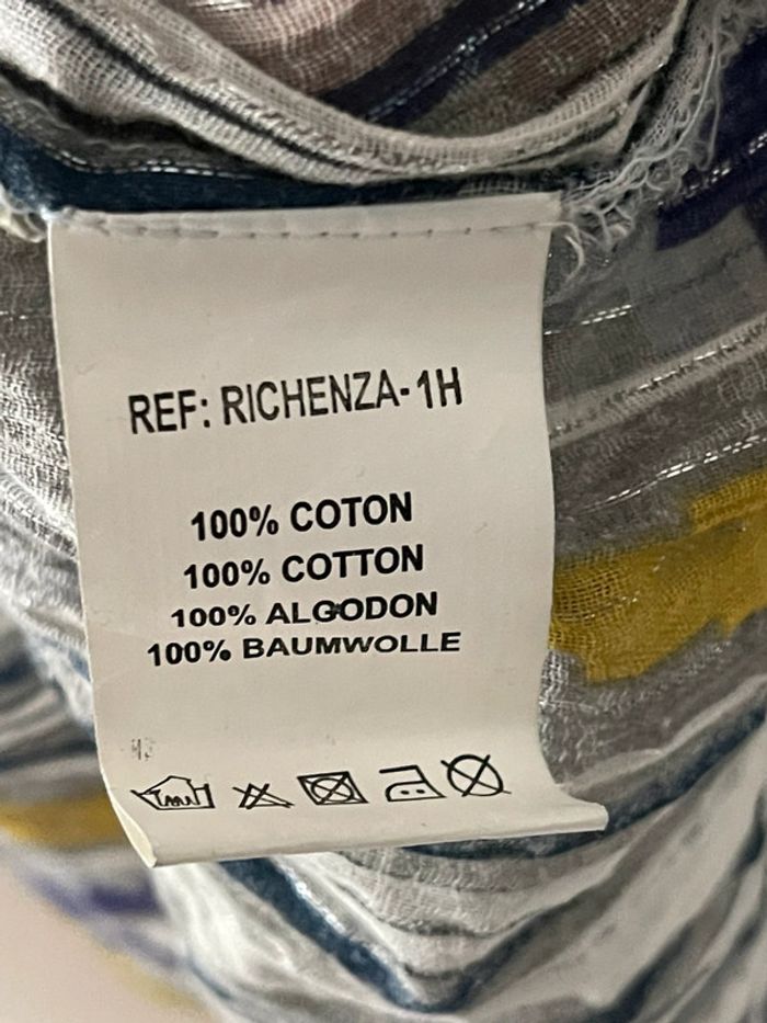 Robe dos nu en 100% coton motif tribal / Aztec / géométrique rebordée de fil argenté - photo numéro 5