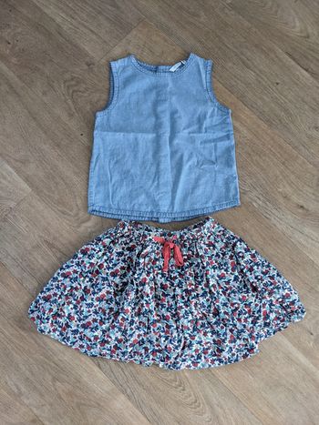 Joli ensemble fille jean et jupe 4 ans 
