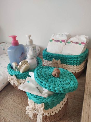 Pack paniers rangement  en Trapilho pour bébé