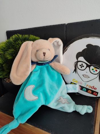 Doudou lapin bleu luminescent étoile lune blanc beige bn0558 baby nat' DD003276