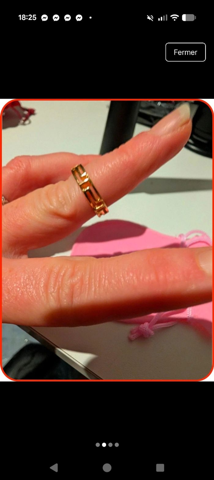 Bague en titane dorée - Motif Méandres (Style Grec) - NEUVE - photo numéro 2