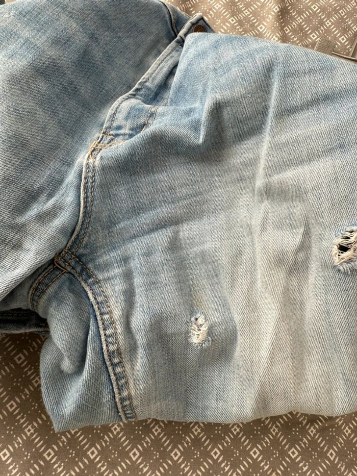 Jean slim skinny taille haute bleu clair délavé uni basique simple - photo numéro 7