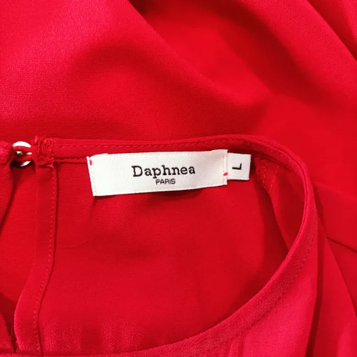 Robe droite rouge Daphnea en dentelle transparente manches courtes taille L A1125 - photo numéro 8