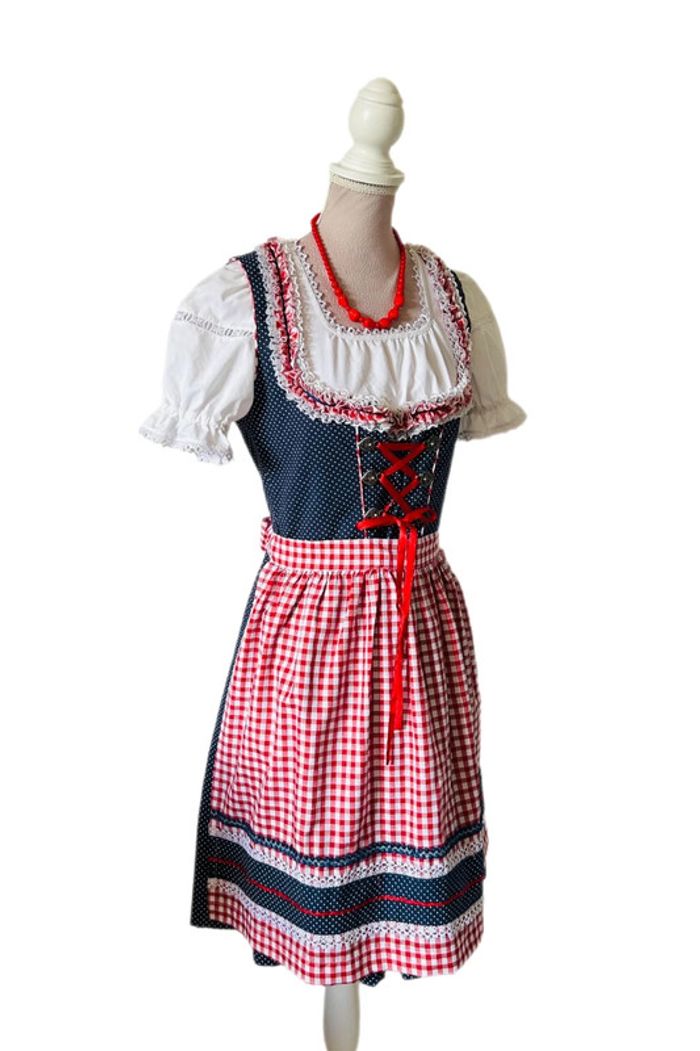 🌷🌿Magnifique robe traditionnelle autrichienne à pois Dirndl cottagecore Austrian polka dots dress🌷🌿 - photo numéro 5