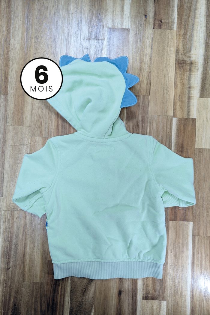Gilet zippé / Sweat à capuche dinosaure 6 mois - photo numéro 2