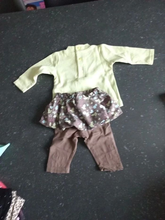 Ensemble 3 mois tee shirt avec legging jupe - photo numéro 7