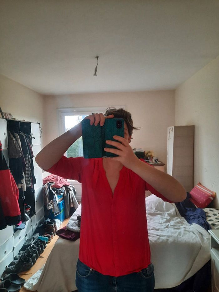 Chemise rouge/rose women only taille 40 - photo numéro 3