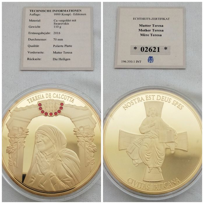 Médaille double face Mère Teresa / Dieu NEUF - photo numéro 2